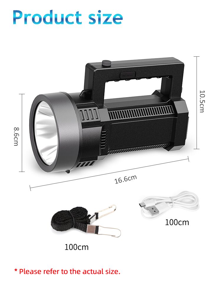 WeidasiハンドヘルドLEDサーチライト長距離ポータブルLED充電式