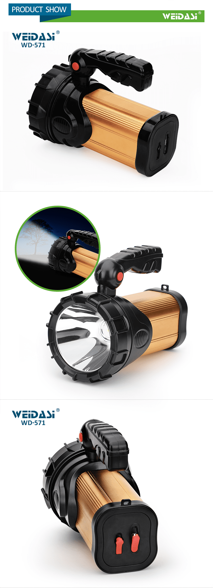 high power torch rechargeable led searchlight handheld portable emergency light for outdoor