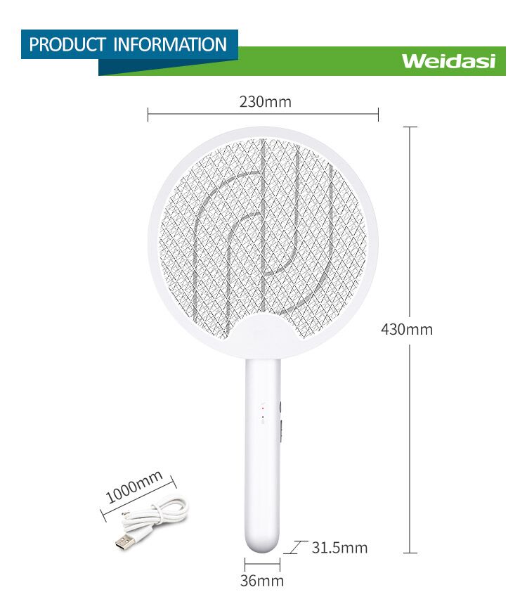 household rechargeable and portable high effective electric mosquito swatter with type c